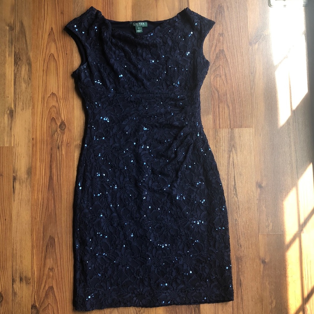Ralph Lauren Navy dress, lace & sequins